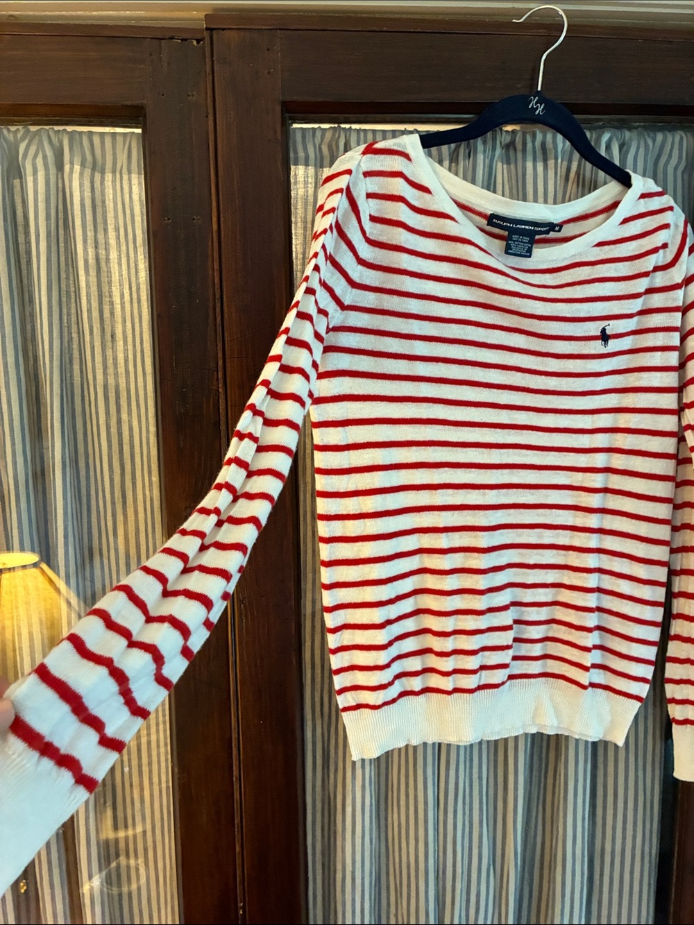 Polo by Ralph Lauren White Sweater with Red Stripes - Picture 4 of 7